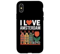 I Love Amsterdam Tulip Canal House Vélo Coque pour iPhone X/XS