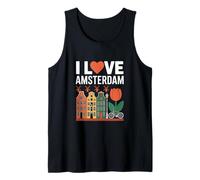 I Love Amsterdam Tulip Canal House Vélo Débardeur