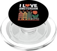 I Love Amsterdam Tulip Canal House Vélo PopSockets PopGrip pour MagSafe