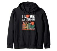I Love Amsterdam Tulip Canal House Vélo Sweat à Capuche