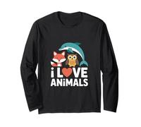 I Love Animals Illustration Renard Hibou Dauphin Manche Longue