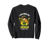 I Love Anime But Jesus Comes First - Épée Japonaise chrétienne Sweatshirt