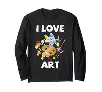 I Love Art Artiste Palette Chevalet Pinceaux Peinture Design Manche Longue