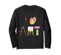 I Love Art Artiste Palette Chevalet Pinceaux Peinture Design Manche Longue
