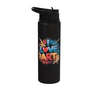 I Love Art Artiste Peintre Art Lover Peinture colorée Stainless Steel Insulated Water Bottle