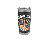 I Love Art Palette de pinceaux colorés Gobelet isotherme en acier inoxydable double paroi