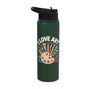 I Love Art Palette de pinceaux colorés Stainless Steel Insulated Water Bottle