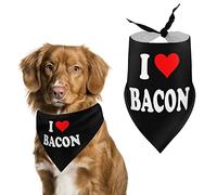 I Love Bacon Dog Bandanas Triangle Bavoirs pour Chien Mignon Foulard pour Animal de Compagnie Foulard pour Petit, Moyen et Grand Animal de Compagnie