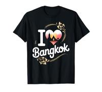 I Love Bangkok Temple Coeur Coucher de Soleil Skyline Thaïlande T-Shirt
