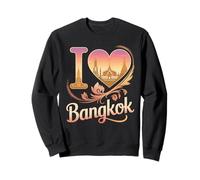 I Love Bangkok Temple Coeur Coucher de Soleil Skyline Thaïlande Voyage Sweatshirt