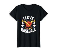 I Love Baseball Gants Batte Balles Fan T-Shirt Graphique avec Valeur