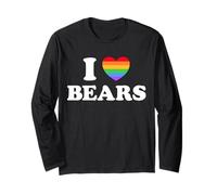 I Love Bears Mignon et drôle Big Man Rainbow Queer Gay Pride Fan Manche Longue
