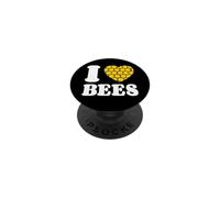 I Love Bees Éventail en Forme De Cœur en Nid d'abeille PopSockets PopGrip Adhésif