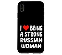 I Love Being A Strong Russian Woman - Heart Moscow Coque pour iPhone XS Max