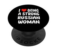 I Love Being A Strong Russian Woman - Heart Moscow PopSockets PopGrip Adhésif