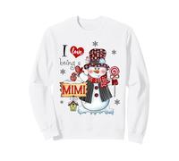 I Love Being Mimi Chapeau de Noël Motif Bonhomme de Neige Rouge Sweatshirt
