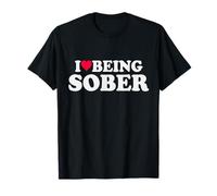 I Love Being Sober Red Heart Funny Sobriety & Anti Alcool T-Shirt