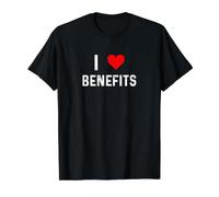 I Love Benefits - Gestionnaire du Patron des ressources humaines RH cœur T-Shirt Graphique avec Valeur, Homme, Noir, S