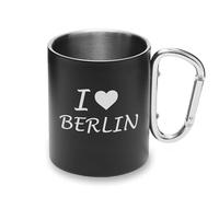 I Love Berlin Travel City Germany Tasse en métal avec poignée mousqueton