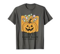I Love Big Candy Bags Citrouille Inscription Amusante Halloween T-Shirt