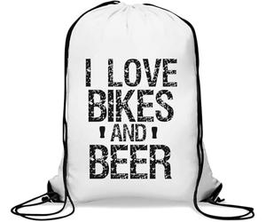 I Love Bikes and Beer Sac de gym décontracté avec cordon de serrage Blanc