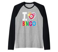 I Love Bingo Chiffres colorés en Forme de cœur Manche Raglan