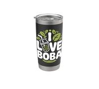 I Love Boba Bubble Tea Feuille Gobelet isotherme en acier inoxydable double paroi