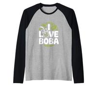 I Love Boba Bubble Tea Feuille Manche Raglan