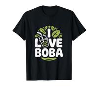 I Love Boba Bubble Tea Feuille T-Shirt Graphique avec Valeur, Homme, Noir, L