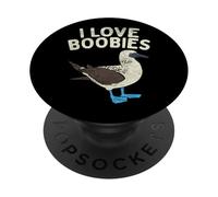 I Love Boobies Jeu de Mots avec Pieds Bleus PopSockets PopGrip Adhésif