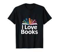 I Love Books Design littéraire Vibrant T-Shirt Graphique avec Valeur, Homme, Noir, S