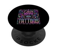 I Love Boys with Tattoos Ink Artist Appreciation - PopSockets PopGrip Adhésif