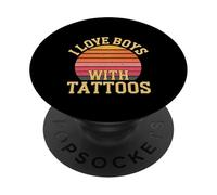 I Love Boys with Tattoos Ink Artist Appreciation ||- PopSockets PopGrip Adhésif