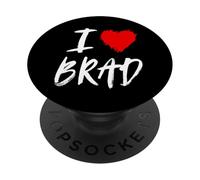 I Love Brad Husband Dad Son Grandson Boyfriend Cœur Rouge PopSockets PopGrip Adhésif