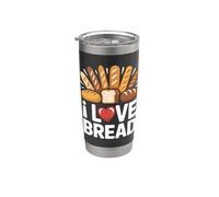 I Love Bread Éventail baguette en forme de cœur Gobelet isotherme en acier inoxydable double paroi