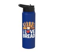 I Love Bread Éventail baguette en forme de cœur Stainless Steel Insulated Water Bottle