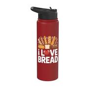 I Love Bread Éventail baguette en forme de cœur Stainless Steel Insulated Water Bottle