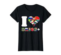 « I Love BRICS+ » avec Drapeaux - Unité Internationale T-Shirt Graphique avec Valeur, Femme, Noir, M