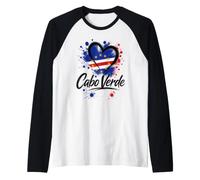 I Love Cabo Verde Vacation Travel Drapeau Cœur Noir Touriste Manche Raglan
