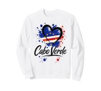 I Love Cabo Verde Vacation Travel Drapeau Cœur Noir Touriste Sweatshirt