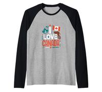 I Love Canada Drapeau castor feuille d'érable Manche Raglan