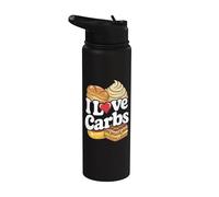 I Love Carbs Bread Gaufres Delight Stainless Steel Insulated Water Bottle