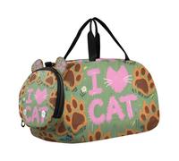 I Love Cats Claw Sac de sport pour garçon avec compartiment à chaussures léger pour voyage, natation, danse, ballet, I love cats claw green