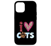 I Love Cats Motif Patte de Chat Motif léopard Coque pour iPhone 12/12 Pro