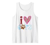 I Love Cats Motif Patte de Chat Motif léopard Débardeur