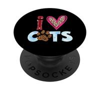 I Love Cats Motif Patte de Chat Motif léopard PopSockets PopGrip Adhésif