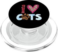 I Love Cats Motif Patte de Chat Motif léopard PopSockets PopGrip pour MagSafe