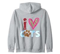 I Love Cats Motif Patte de Chat Motif léopard Sweat à Capuche