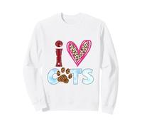 I Love Cats Motif Patte de Chat Motif léopard Sweatshirt