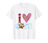 I Love Cats Motif Patte de Chat Motif léopard T-Shirt